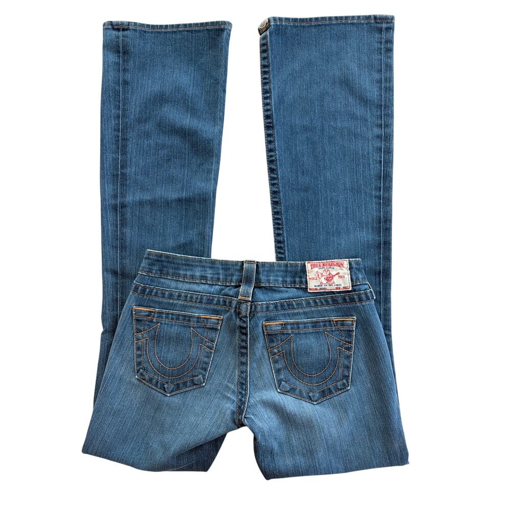 vintage y2k true religion low rise flare jeans medium wash size 25